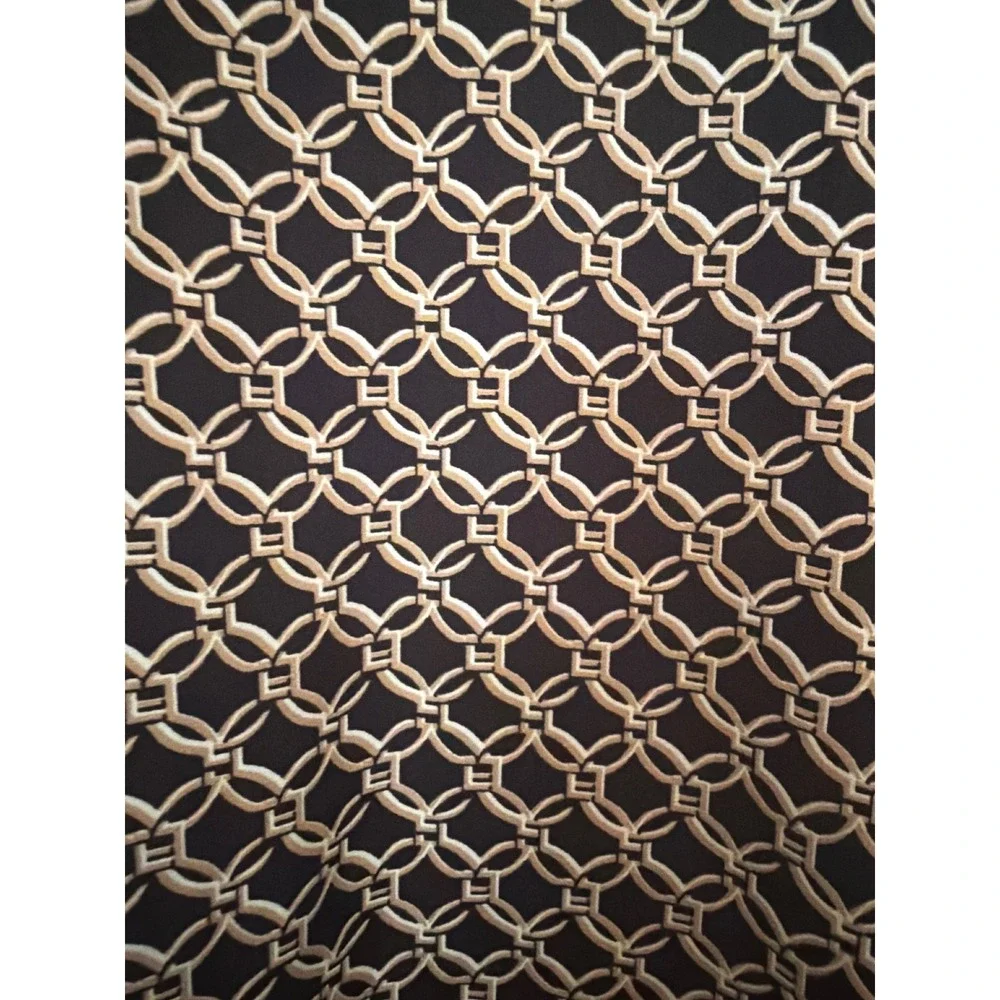 H&M Kaftan Tunic Black Tan Geometric Chain Link Print Oversized One Size Top - Picture 2 of 6